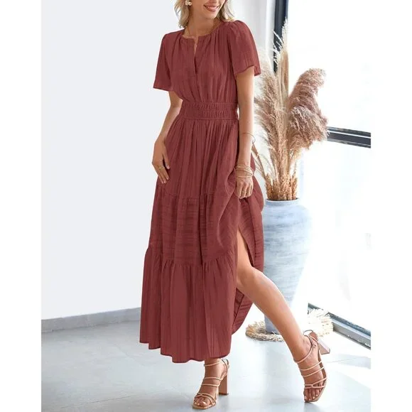 sachin and babi light blue dress Casual Beach Dress for Women: Flowy Maxi Dress with Elastic Waist & Pockets